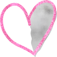 schönes silbernes Herz mit rosa Glitzer png