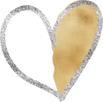 oro cuore con argento luccichio png