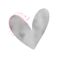 coeur argenté avec des paillettes roses png