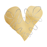 Gold Heart With Silver Glitter png