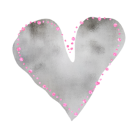 coeur argenté élégant avec des paillettes roses png