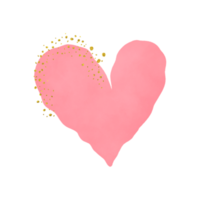 coeur aquarelle rouge avec des paillettes d'or png