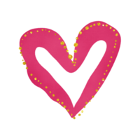 corazón de acuarela rosa con brillo dorado png