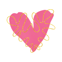 coeur aquarelle rose avec des paillettes d'or png