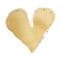 Shiny Gold Heart With Silver Glitter png