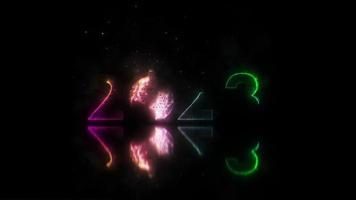 2023 feliz ano novo com bola de neve neon laser video