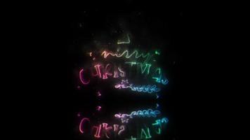 Merry Christmas neon laser text on black abstract background video