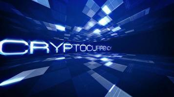 Crypto Currency text Science technology cinematic title background video