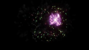fogos de artifício coloridos de loop em fundo preto abstrato video