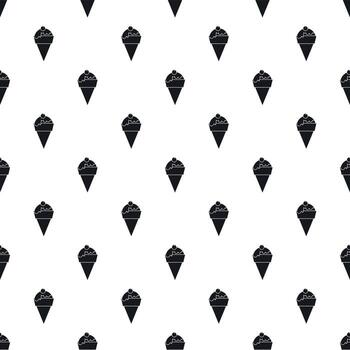 Ice cream cone with cherry pattern, simple style vector