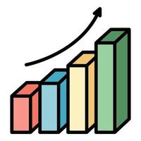 Grow up graph report icon color outline vector