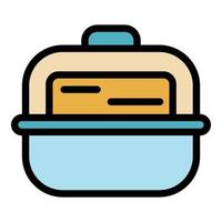 Lunch box icon color outline vector