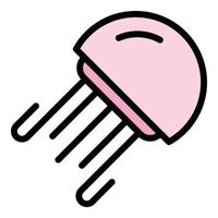 Cute jellyfish icon color outline vector