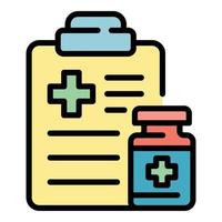 Doctor receipt icon color outline vector