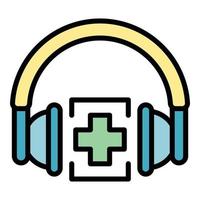 Headphones pharmacy icon color outline vector