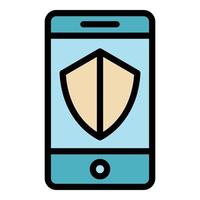 Protected smartphone icon color outline vector