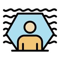 Protected sound man icon color outline vector