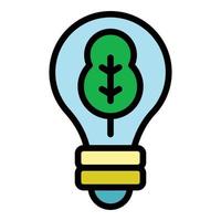 Leaf bulb innovation icon color outline vector