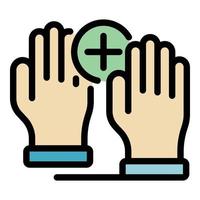 Protected hands icon color outline vector