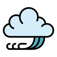 Windy cloudy weather icon color outline vector