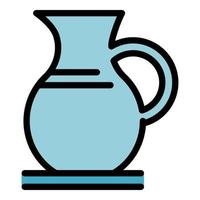 Dairy pitcher icon color outline vector