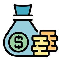 Money sack icon color outline vector