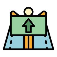 Highway hitchhiking icon color outline vector