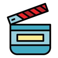 Clapperboard icon color outline vector