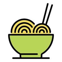 Pasta ramen icon color outline vector