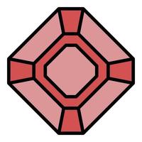 Ruby jewel icon color outline vector