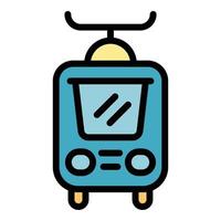 Tram icon color outline vector