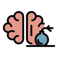 Brain pain bomb icon color outline vector