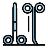 Gynecology forceps icon color outline vector