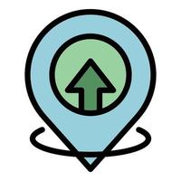 Hitchhiking gps pin icon color outline vector