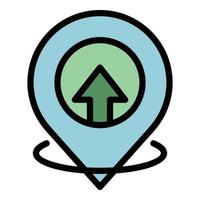 Hitchhiking gps pin icon color outline vector