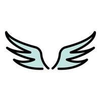 vector de contorno de color de icono de alas de ángel