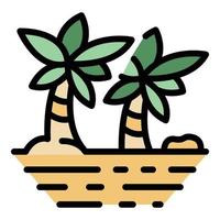 Summer palm tree icon color outline vector