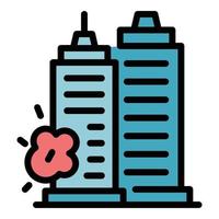 Demolition sky towers icon color outline vector