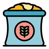 Wheat sack icon color outline vector