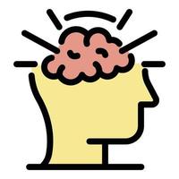 Brilliant brain icon color outline vector