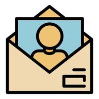 Person mail cv icon color outline vector