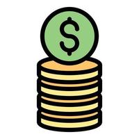 Credit coin stack icon color outline vector