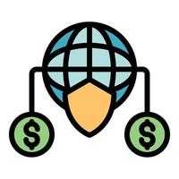 Global credit crisis icon color outline vector