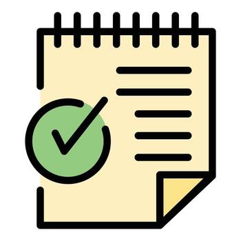 Sheet of paper and checkmark icon color outline vector