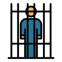 Prison in gate icon color outline vector