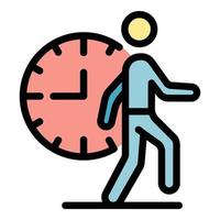 Time and man icon color outline vector