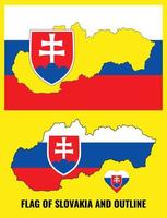 Slovakia flag and outline. Flag map of Slovakia. Vector illustration.