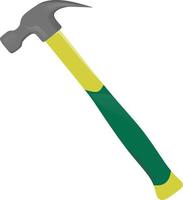Vector a green and yellow hammer.Tool for hitting nails.