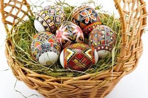 Colorful painted easte eggs photo