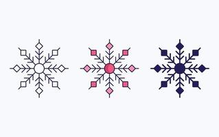 línea de copos de nieve e icono de glifo, ilustración vectorial vector